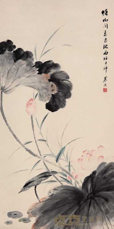 郑慕康 池塘秋色 立轴 70×34.5cm